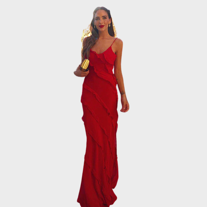 Elegant Ruffled Long Dress for Special Occasions