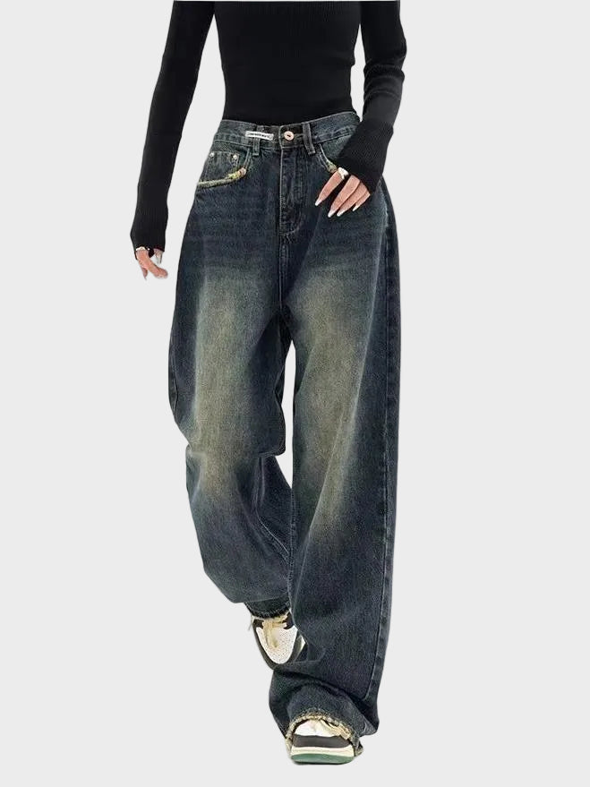 Washed Effect Vintage Baggy Boyfriend Jeans