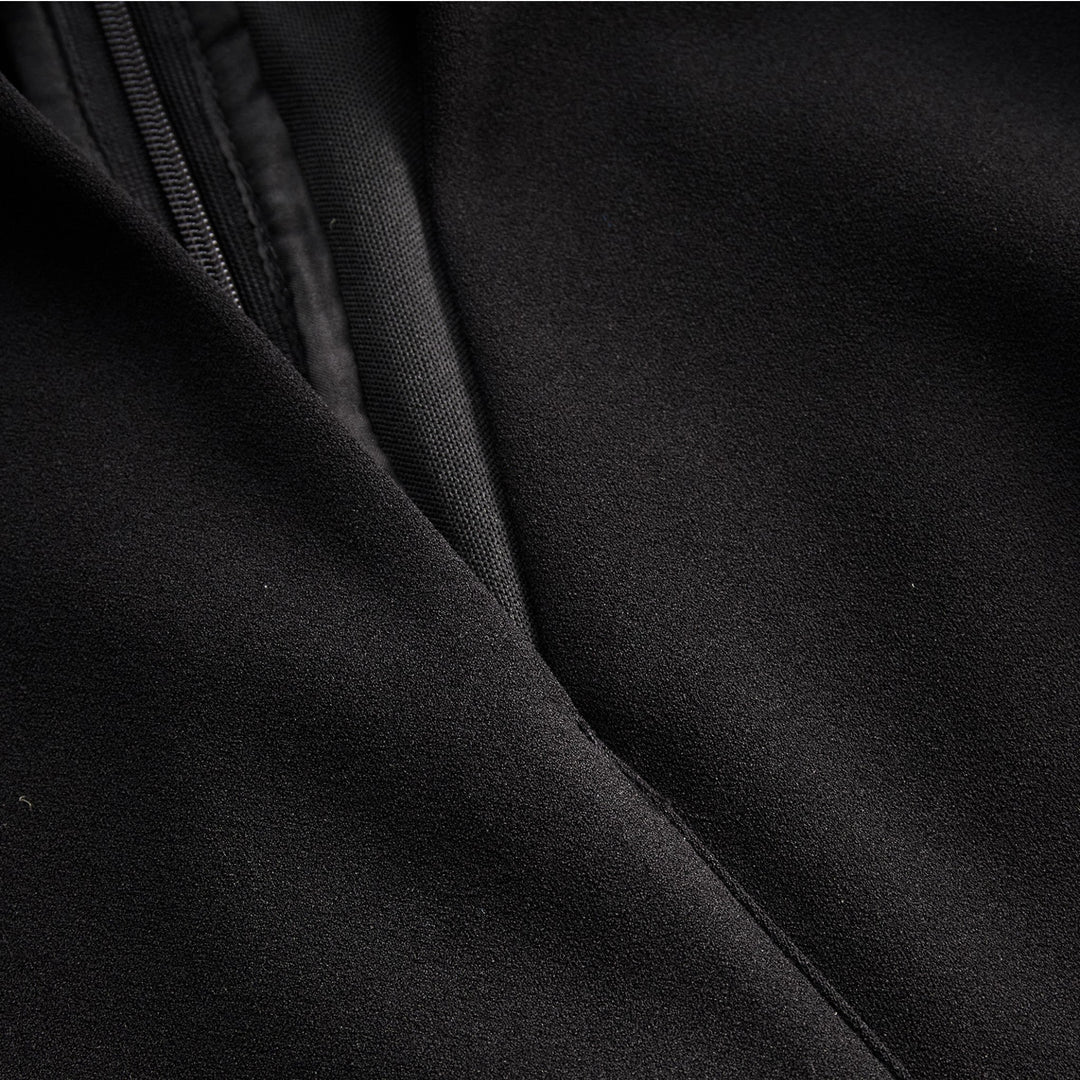 Kate | Refined black dress with belt and mandarin collar