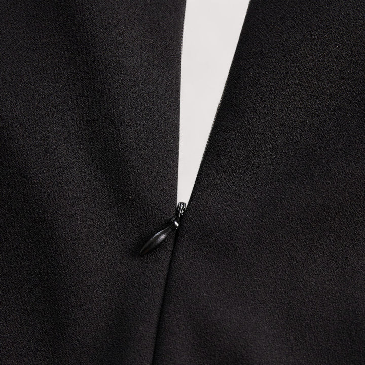 Kate | Refined black dress with belt and mandarin collar