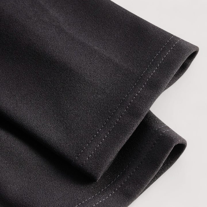 Kate | Refined black dress with belt and mandarin collar