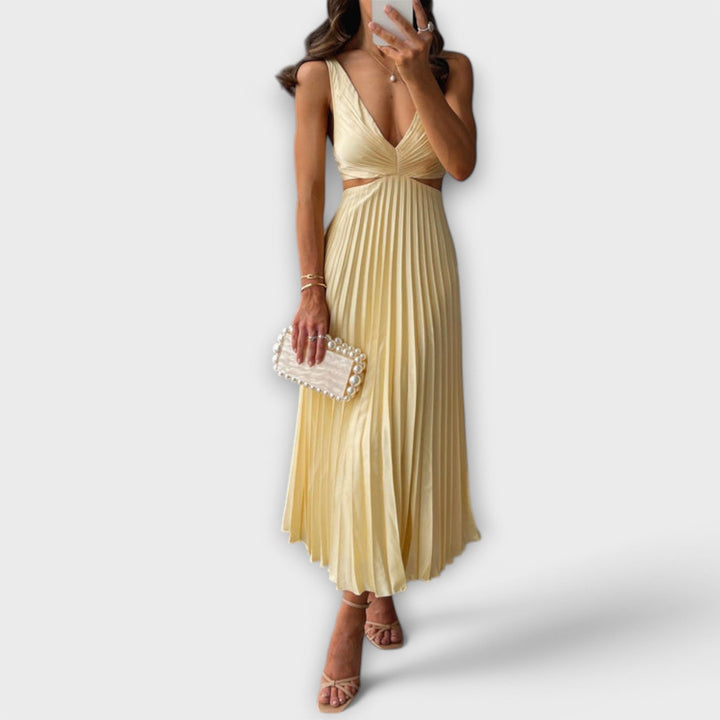 Nadia - Summer Dress with Back Cut-Out and Pleated Detail