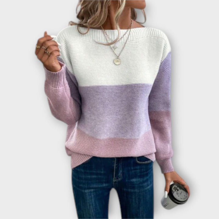 Clara | Elegant Three-Colour Patchwork Sweater