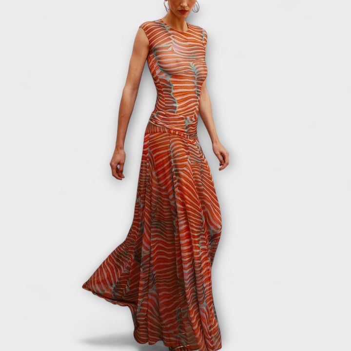 Phoenix - Sheer Wave Mesh Bodysuit and Skirt Ensemble