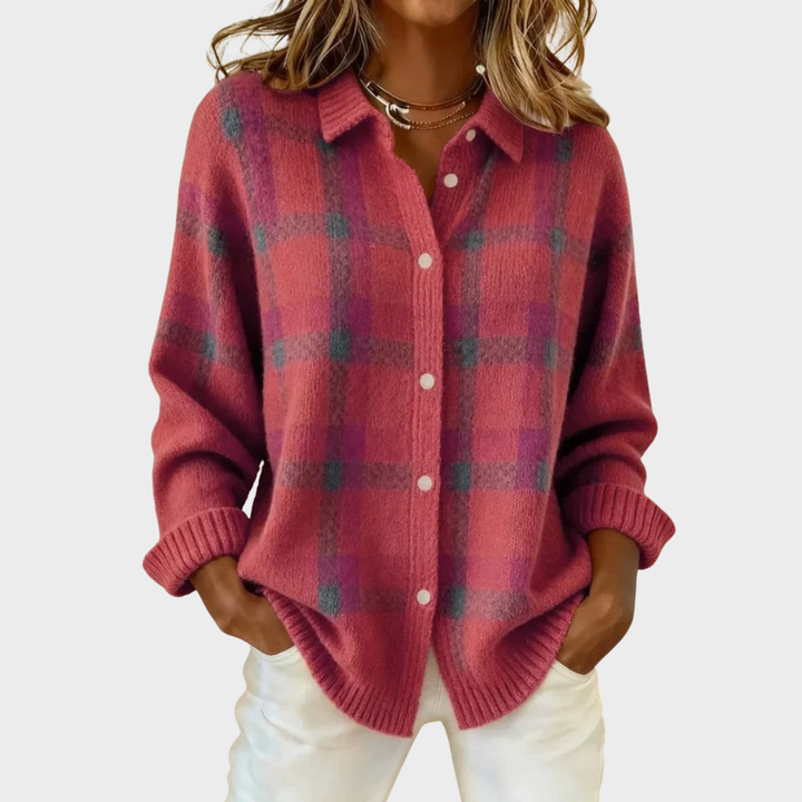 Mia | Checked Knit Cardigan