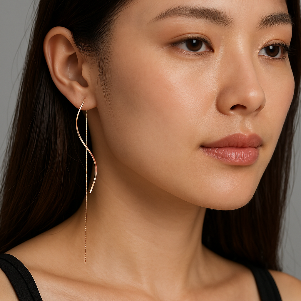 Long Earrings with Wavy Design