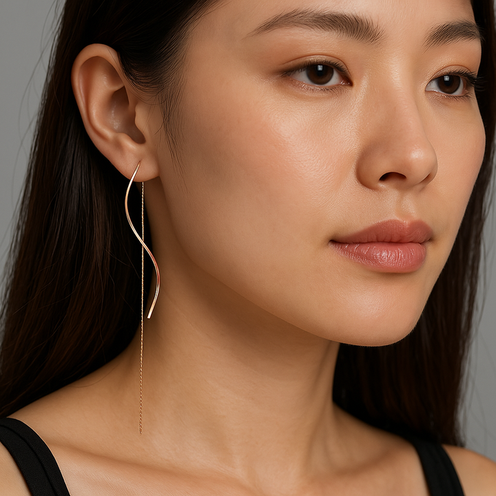 Long Earrings with Wavy Design