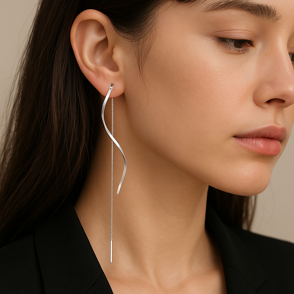 Long Earrings with Wavy Design
