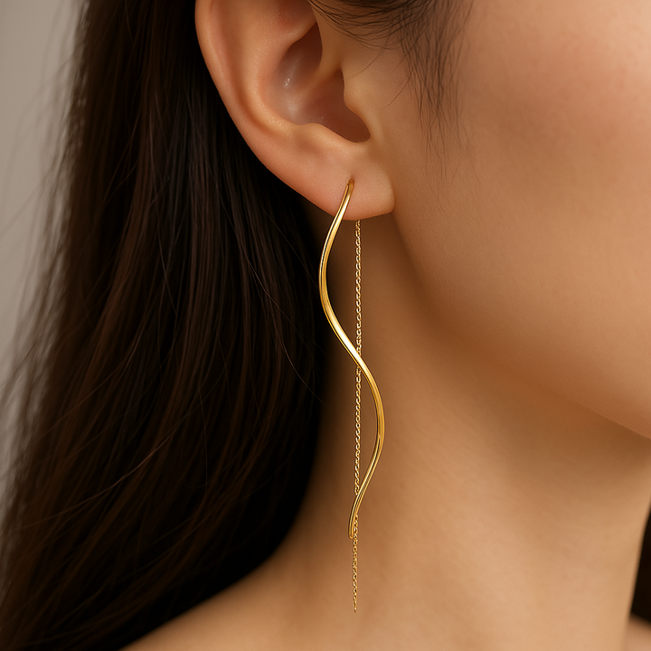 Long Earrings with Wavy Design