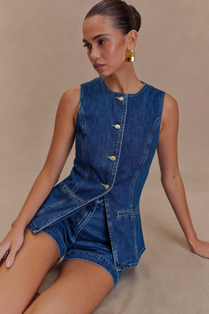 Women's Denim Two-Piece Outfit - Stylish and Comfortable Set
