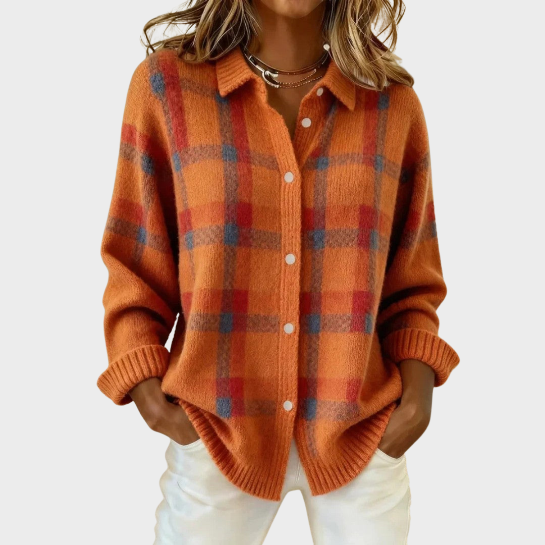 Mia | Checked Knit Cardigan