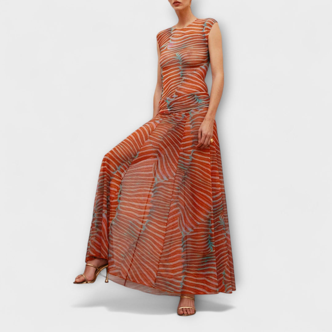 Phoenix - Sheer Wave Mesh Bodysuit and Skirt Ensemble