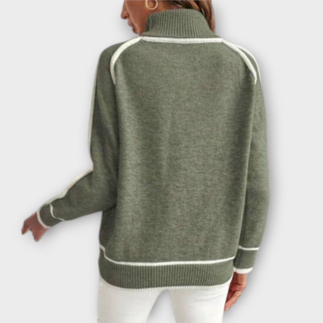 Christine | A luxurious olive green knitted jumper