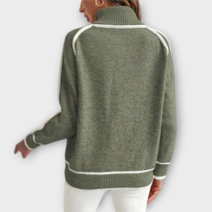 Christine | A luxurious olive green knitted jumper