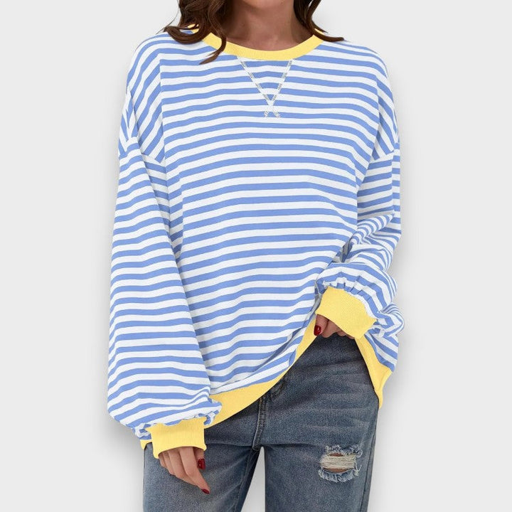Alma | Casual Long Sleeve Sweatshirt with Round Neck and Stripe Pattern
