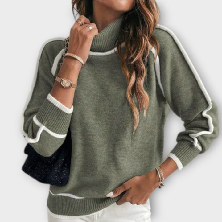 Christine | A luxurious olive green knitted jumper