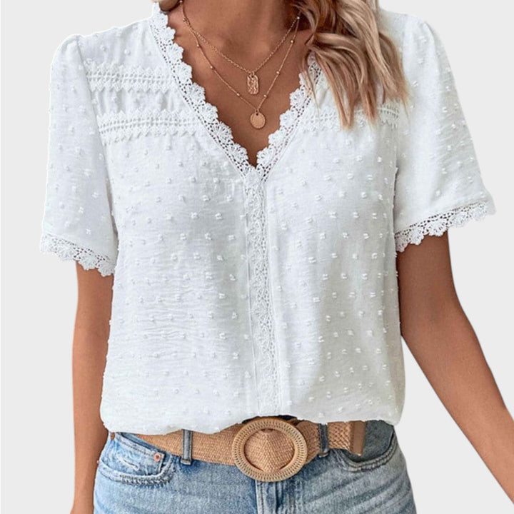 Lea | Wiissi Structured Summer Blouse with V-Neck