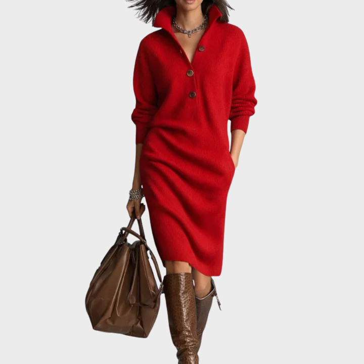 Nancy | Elegant Winter Dress with Buttons