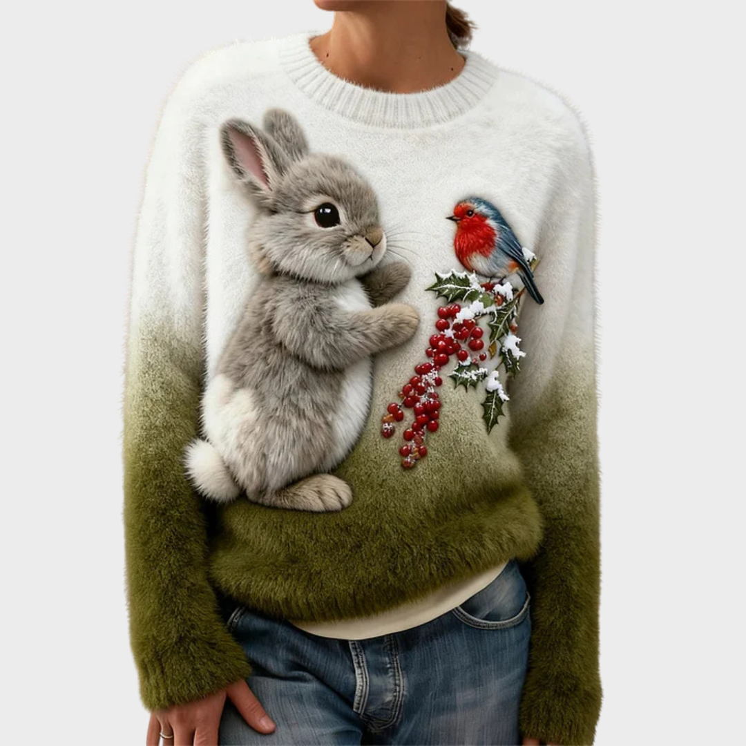Lucy | Plush jumper with Christmas rabbit