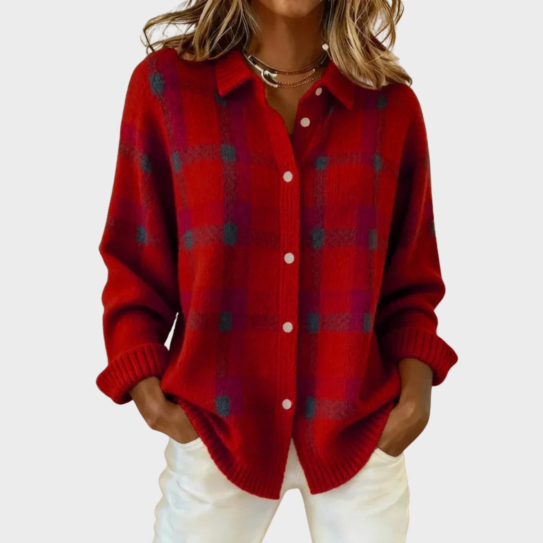 Mia | Checked Knit Cardigan