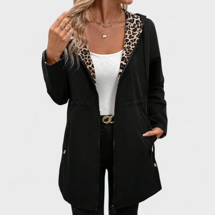 Evie | Reversible hooded jacket with leopard print