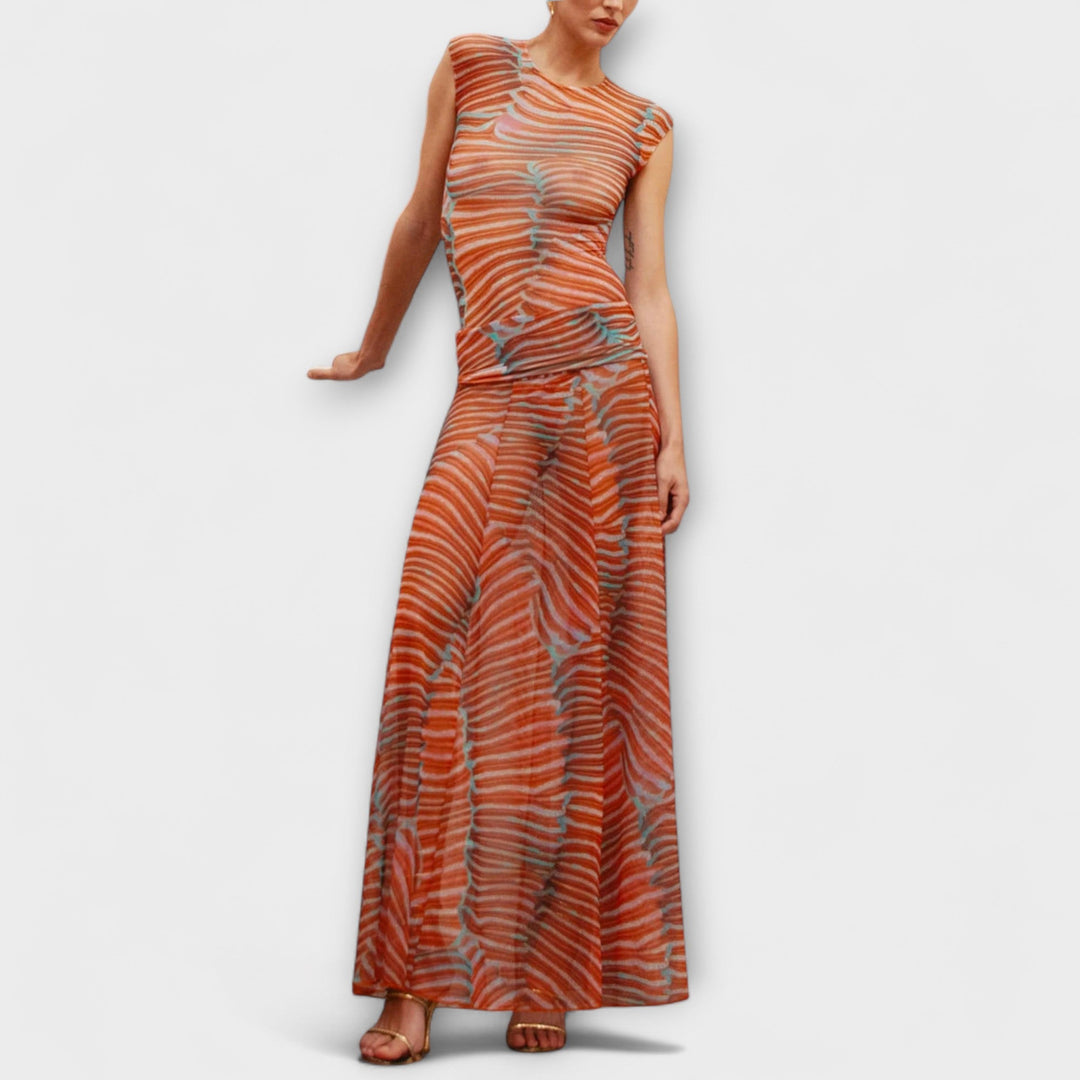 Phoenix - Sheer Wave Mesh Bodysuit and Skirt Ensemble