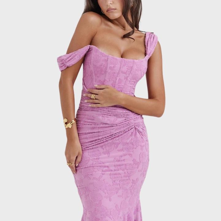 Women's Draped Corset Floral High-Low Gown