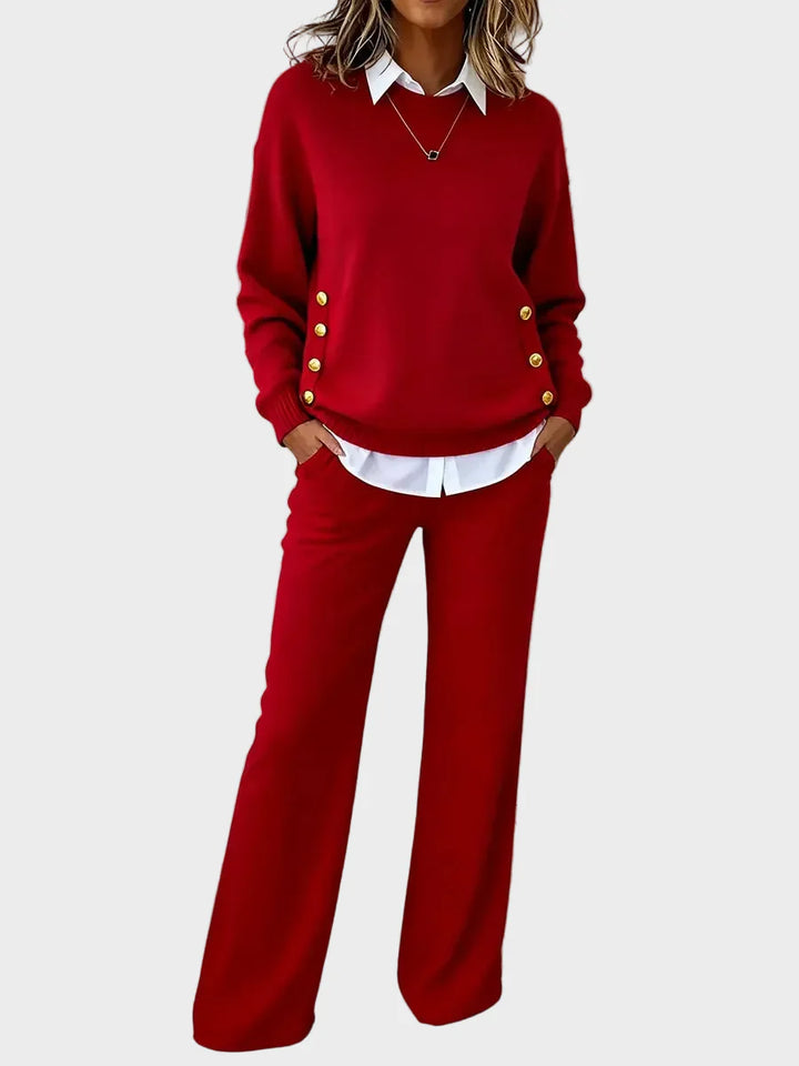 Lena - Elegant Sweater Set with Buttons