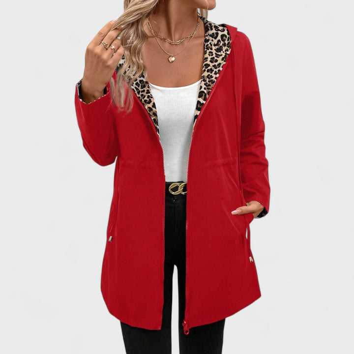 Evie | Reversible hooded jacket with leopard print