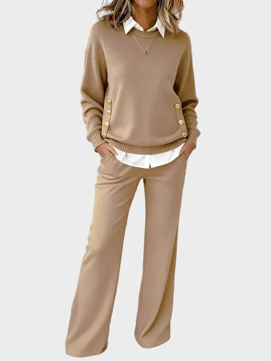 Lena - Elegant Sweater Set with Buttons