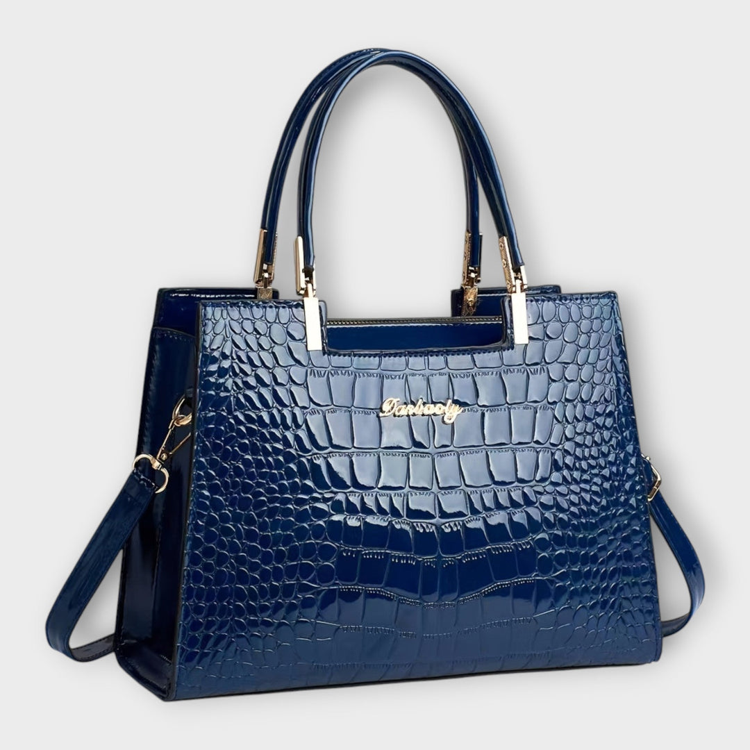 Léora. - Glossy Handbag with Crocodile Leather Pattern