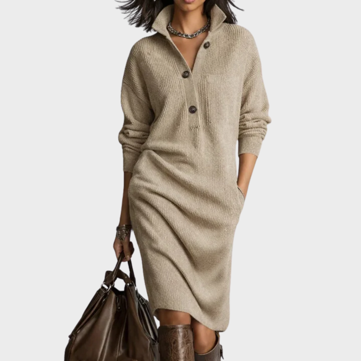 Nancy | Elegant Winter Dress with Buttons