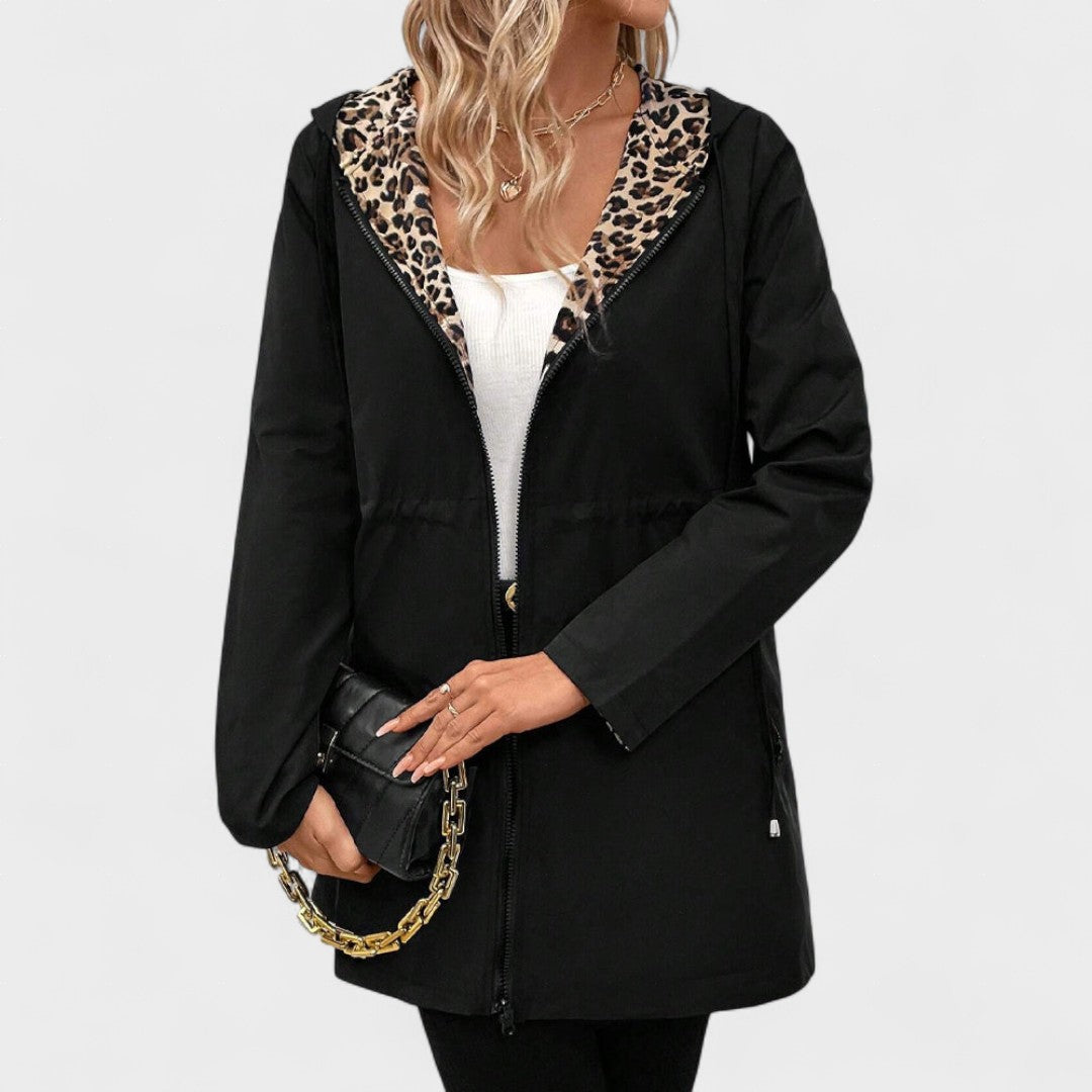 Evie | Reversible hooded jacket with leopard print