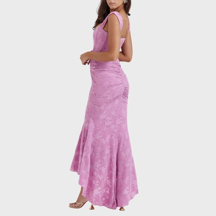 Women's Draped Corset Floral High-Low Gown