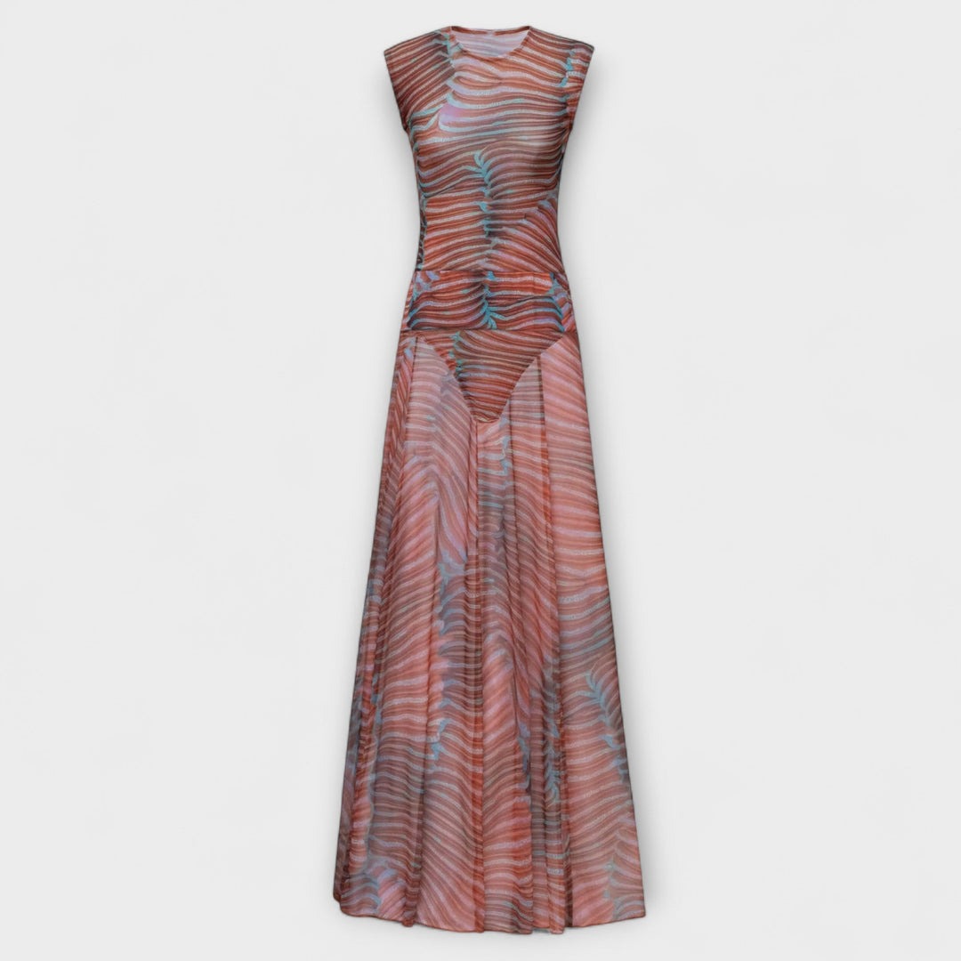 Phoenix - Sheer Wave Mesh Bodysuit and Skirt Ensemble