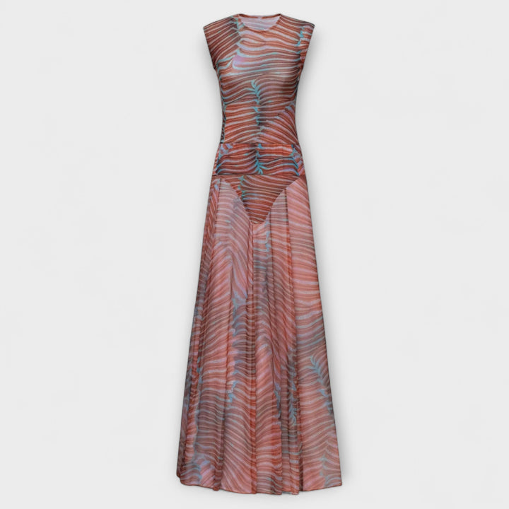 Phoenix - Sheer Wave Mesh Bodysuit and Skirt Ensemble