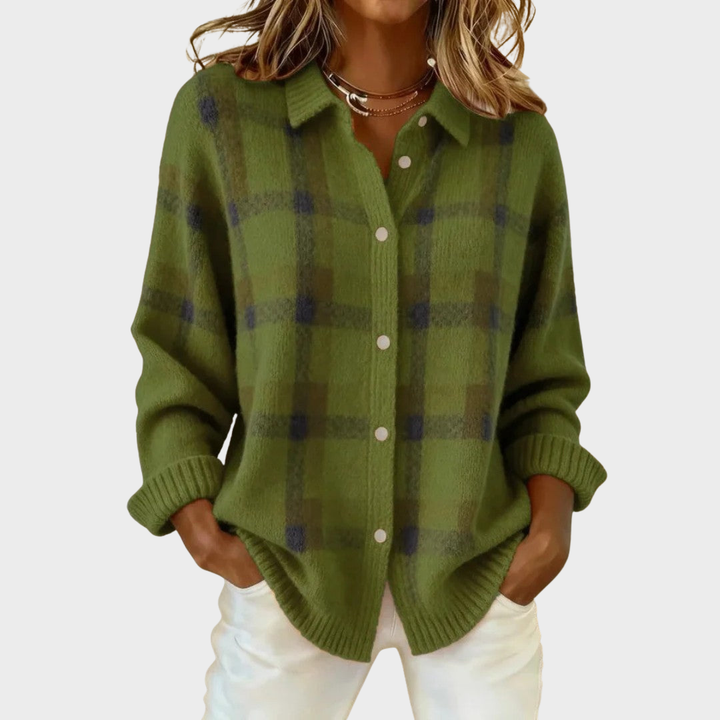 Mia | Checked Knit Cardigan