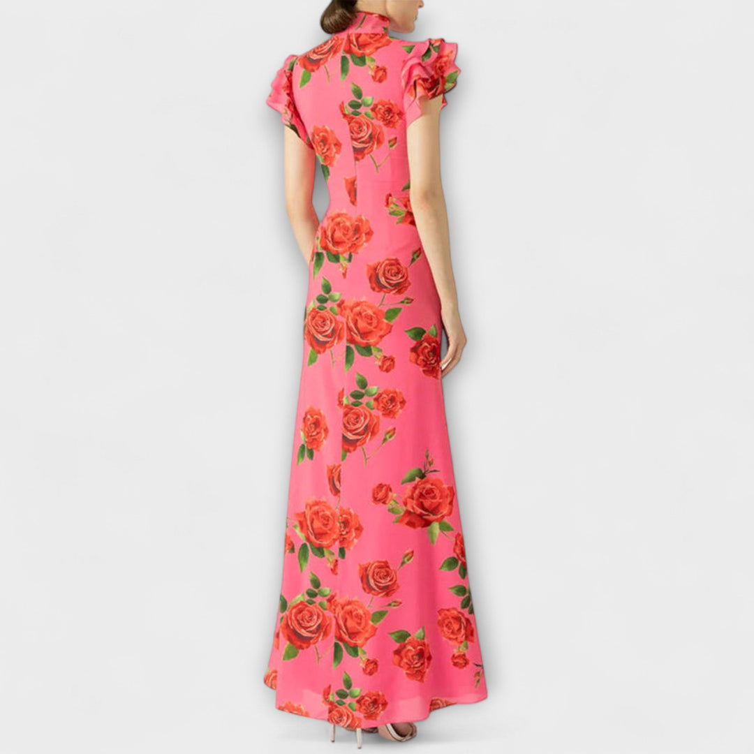 Luna - Maxi Dress with Floral Print, Tiered Cut and Bell Sleeves