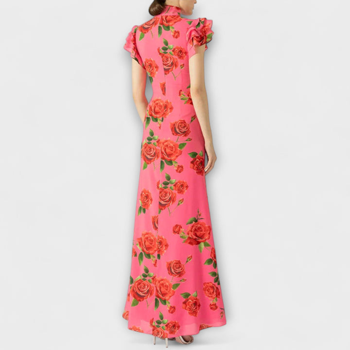 Luna - Maxi Dress with Floral Print, Tiered Cut and Bell Sleeves