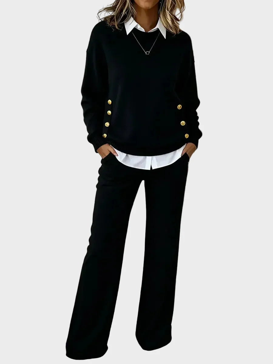 Lena - Elegant Sweater Set with Buttons