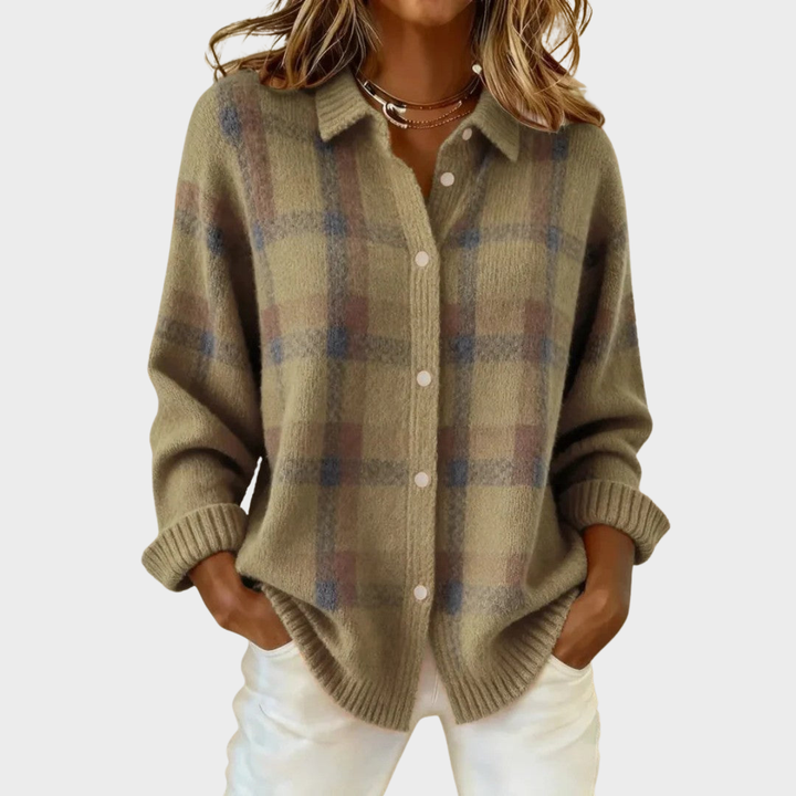 Mia | Checked Knit Cardigan