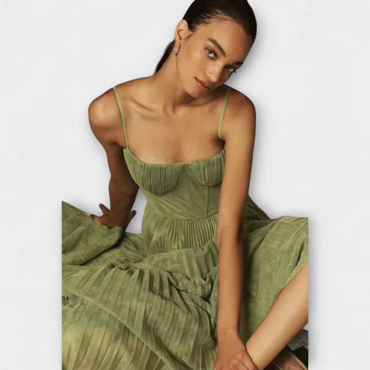 Marilyn - Midi Skirt Dress in Tulle with Bustier Design