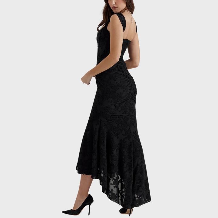 Women's Draped Corset Floral High-Low Gown