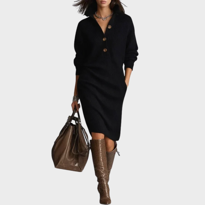 Nancy | Elegant Winter Dress with Buttons
