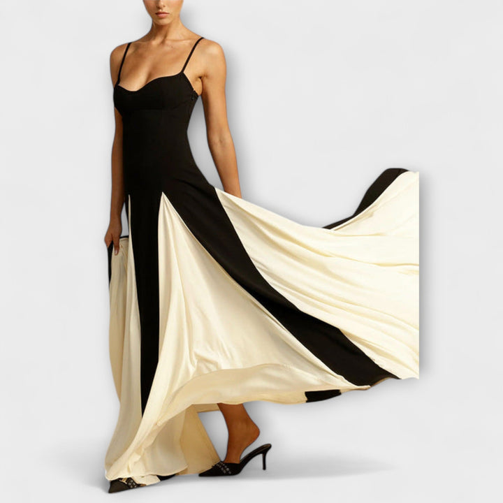 Ember - Classic Elegance: A-Line Maxi Dress with Tulle Panels