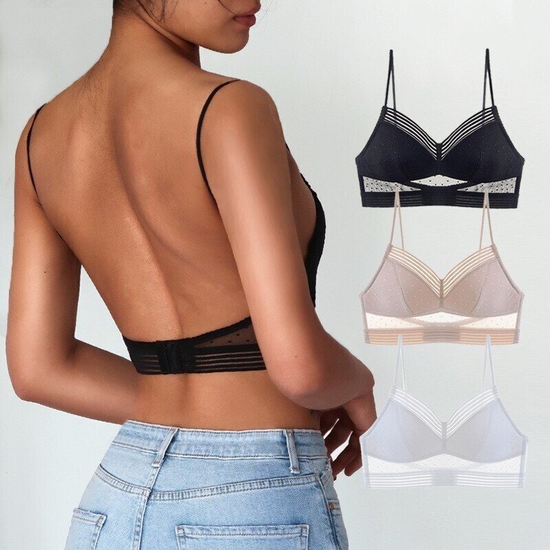 Stylish Wireless Push-Up Bralette with Open Back for Women