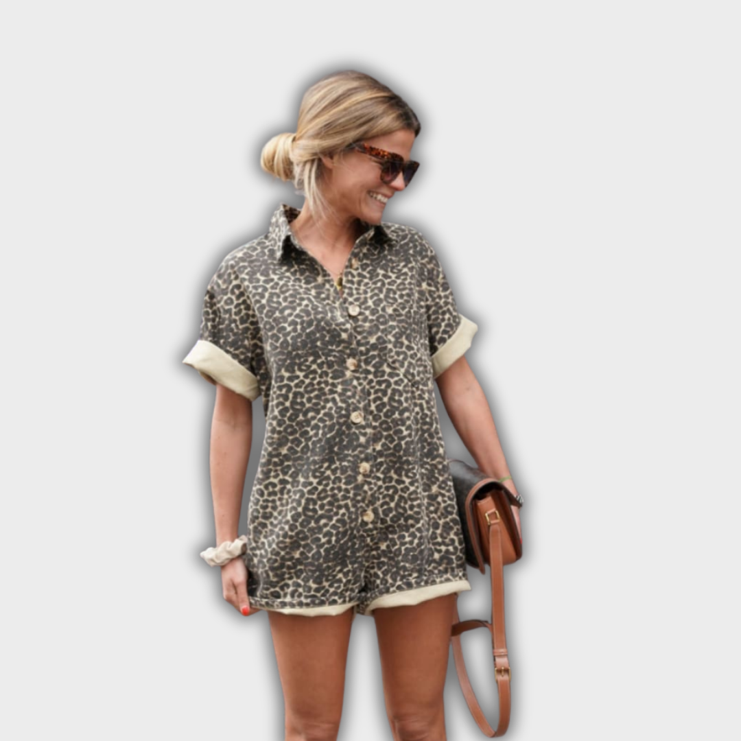 Nonette | Shirt Dress with Leopard Print