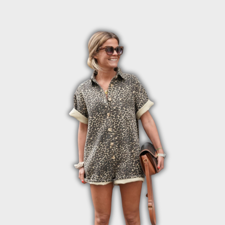 Nonette | Shirt Dress with Leopard Print