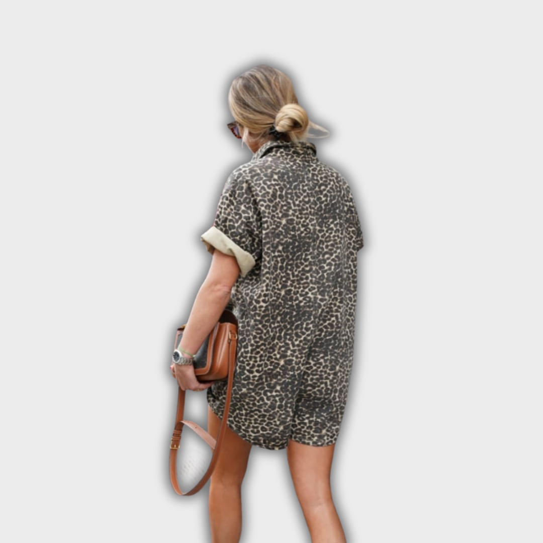 Nonette | Shirt Dress with Leopard Print