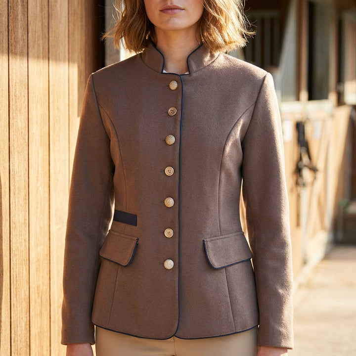 Chloe Fitted Blazer | Stand Collar Button-Front Tailored Jacket